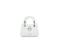 Braccialini Beth Jewels Small Biscuit Handbag, Double Handles, Removable and Adjustable Logo Shoulder Strap for Double Portability, White, One Size