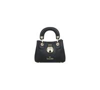Braccialini Beth Jewels Small Biscuit Handbag, Double Handles, Removable and Adjustable Logo Shoulder Strap for Double Portability, Black, One Size
