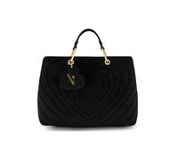 Braccialini Beth Matelassé Large Handbag in Suede Effect Material with a Soft Velvety Finish - Iconic Quilted Concentric Hearts Design Gives Depth and Character, Black, One Size