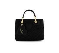 Braccialini Beth Matelasse' Medium Suede Effect Soft Velvet Finish Iconic Quilted Concentric Hearts Design Handbag, black, One Size
