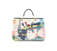 Braccialini Cartoline Large Handbag ideal for those who want a spacious accessory without sacrificing style and originality. The print dedicated to Paris tells the romantic