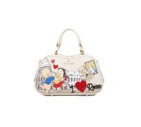 Braccialini Postcards Lt Handbag in imitation leather with double handles and adjustable and removable shoulder strap, which allows double portability. The compact silhouette is enhanced by a print
