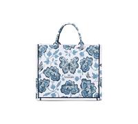 Braccialini Queen Large Size Handbag Made of Fabric with Double Handle and Adjustable and Removable Shoulder Strap for Double Portability.The embroidery, elegant and spectacular, it is, blue, One Size