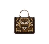Braccialini Queen Small Fabric Handbag with Double Handle and Adjustable and Removable Shoulder Strap for Two Ways of Carrying The Print Features a Refined Ornamental Motif, brown, One Size