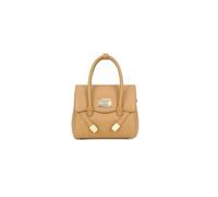 Braccialini Sara Leather handbag with a compact and feminine silhouette. The rigid structure and the essential design are embellished with gold details such as the front logo plate. Equipped with