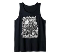 Bracco Italiano Drinking Coffee Ride Motorbike b&w Tank Top
