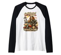 Bracco Italiano Drinking Coffee Ride Motorbike Retro DIGOR Raglan Baseball Tee