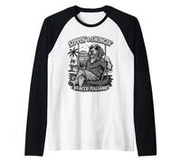 Bracco Italiano Drinking ice Coffee on a Swing DIGOR b&w Raglan Baseball Tee