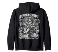 Bracco Italiano drinking ice coffee on a swing funny b&w Zip Hoodie