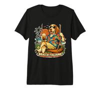 Bracco Italiano Drinking ice Coffee on a Swing Premium T-Shirt
