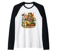 Bracco Italiano Drinking ice Coffee on a Swing Raglan Baseball Tee
