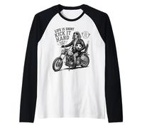 Bracco Italiano on Bike Chopper& Footbal - Soccer DIGOR Raglan Baseball Tee