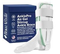 Braceapedia AnklePro Air Gel Stirrup Ankle Brace, Adjustable & Trimmable Side Stabilizer With Removable Cold Therapy Air Cushion & Gel Pad for Ankles, Swelling & Foot Support, Regular, White