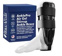 Braceapedia AnklePro Air Gel Stirrup Ankle Brace, Side Stabilizer With Removable Cold Therapy Air Cushion & Gel Pad for Ankles, Ankle Brace for Women and Men, Ankle Support, Regular, Black