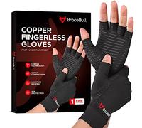 BraceBull Arthritis Gloves (1 Pair) Copper Infused Compression Gloves for Relieving Muscle Pain Carpal Tunnel RSI Rheumatoid Tendonitis Fingerless Gloves for
