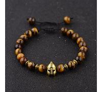 Bracelet 1 PIC Gold Sliver Owl Knight Lion Head Adjtable Bead Bracelets - (Size : Gold Knight+Tiger eye)