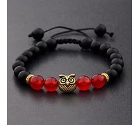 Bracelet 1 PIC Gold Sliver Owl Knight Lion Head Adjtable Bead Bracelets - (Size : Gold owl+Red agant)