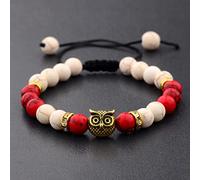 Bracelet 1 PIC Gold Sliver Owl Knight Lion Head Adjtable Bead Bracelets - (Size : Gold Owl+Turquoise)
