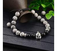 Bracelet 1 PIC Gold Sliver Owl Knight Lion Head Adjtable Bead Bracelets - (Size : Sliver Knight+Matte Agant Stone)