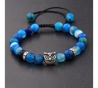 Bracelet 1 PIC Gold Sliver Owl Knight Lion Head Adjtable Bead Bracelets - (Size : Sliver Owl+Blue Stone)