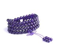 Bracelet 6mm Genuine Natural Purple Amethyst Gemstone Crystal Round 108 Prayer Bead Bracelet (Color : As Shown)