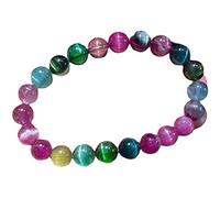 Bracelet 8mm Natural Tourmaline Gemstone Cat Eye Crystal Round Bead Women Stretch Bracelet AAAAAA Certificate (Color : As Shown)