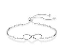 Bracelet 925 Sterling Silver Infinity Adjustable Bolo Beaded Ball Chain Bracelet for Women Teen Girls, Choice of 18K Gold Plated or Silver Made in Italy jewelry