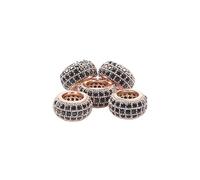 Bracelet Beads Beads Metal Brass Micro Pave Cubic Rondelle Spacer for Bracelet Making(Rose Gold Black CZ,8x4mm)