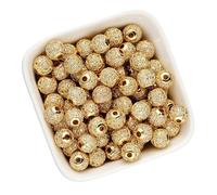 Bracelet Beads Brass Micro Pave Cubic Zirconia Round Spacer Loose Beads for Bracelet Making(Color4)