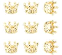 Bracelet Beads Pave King 11x7mm Golden Color Spacer Charm Large Hole Loose 10 Pcs