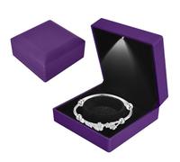 Bracelet Box with LED Light, Velvet Jewelry Pendant Necklace Bangle Light up Storage Display Case, Luxury LED Light Bracelet Gift Box, for Proposal Engagement Wedding Anniversary, 10*10*5cm, Purple