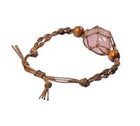 Bracelet Cord Holder - Hand-Woven Rope Pendant with Adjustable Length - Bracelet Pendant Holder Replacement Cage, Networked Holding Crystal Stone Making Accessories for DIY Bohemian Jewellery