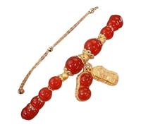 Bracelet Double Chain Jade Imitation Bracelet Retro Elegant Hand Jewelry Female Cute Trendy Earrings (C, One Size)