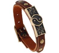 Bracelet,Fashion Decoration Bracelets Men's Leather Bracelet Tai Chi Yin Yang Bracelet Leather Cuff Wrap Bangles Men'S Belt Buckle Wrist Hand Jewelry Couple Bracelet Male Wristband Accessories Festiva