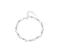 Bracelet Fashion Silver Plated Hand Jewelry Shaped Bracelets Stunning Ladies Korean Zirconia Crystal Bracelets Show The Elegant Charm Let You Become The Focus Of Diamante (White, 4X6X1cm)