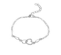 Bracelet Female Hollow Fashion -inlaid Jewelry Heart-shaped Bracelets Leather And Bracelets for Women (Silver, One Size)