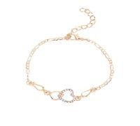 Bracelet Female Hollow Fashion -inlaid Jewelry Heart-shaped Bracelets Leather And Bracelets for Women (Gold, One Size)