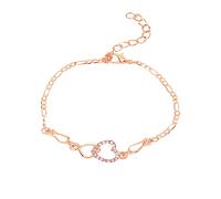Bracelet Female Hollow Fashion -inlaid Jewelry Heart-shaped Bracelets Leather And Bracelets for Women (Rose Gold, One Size)