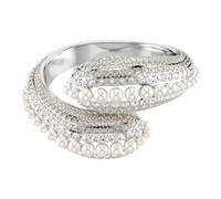 Swarovski Sublima Cuff White Rhodium Plated Round Cut Crystal Beads Open Bangle, regular, Crystal, No Gemstone