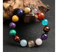 Bracelet Feng Shui Bracelet Natural Crystal Multi-Gem 7A Amethyst Aquamarine Rutilated Quartz Lucky Charm Chakra Balance Bracelet Vacation Jewelry Amulet Attract Money Prosperity Luck,10mm (Size : 10