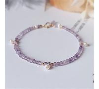 Bracelet Feng Shui Crystal Bracelet Natural Amethyst Pearl Lucky Charm Bracelet Gold-Covered Beads Anklet Vacation Jewelry Amulet Attract Wealth Money Prosperity Luck,14cm (Size : 16cm)