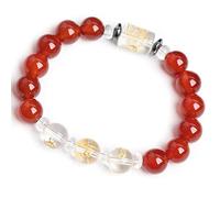Bracelet， Feng Shui Lucky Zodiac Charm Red/Black Agate Balance Bracelet White Quartz Wealth Amulet Attract Money Prosperity Luck,Red,12mm(Red agate-10mm)