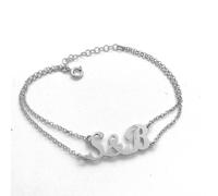 Bracelet for Couple Silver 925 Name or Initials Customized Double Chain
