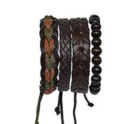 Bracelet for Man Leather Bracelet Bracelet,Girls' Bracelets,Bracelets,Leather Bracelet Hand Jewelry For Men,Adjustable 4 Layers Men'S Leather Kandi Bracelet Bracelet Wrap Cuff Bracelets Back To Sch