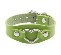 Bracelet for Men,Multicolor Heart Leather Bracelet Couple Punk Gothic Colorful Adjustable Heart Ring Rock Wrap Wrist Cuff Bangle Stylish Unisex Design for Him Or Her Accessory Green