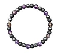 Bracelet For Men Women Crystal Stretch Bead Bracelet With Amethyst Ore Handmade Adjustable Booster For Daily Wear FgY942 (Black, length-19cm)