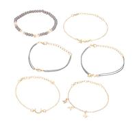 Bracelet for Women 6PCS Boho Beach Bracelet Set For Women Star Moon Shaped Beaded Bangle Cuff Jewelry Set Girls (Multicolor, One Size)
