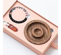 Bracelet For Women - Aromatherapy Gift Set For Her- Walnut Aroma Plate with Lava Rock Healing Crystal Bracelet, Calming Essential Oil - Unique Birthday or Friendship Present for Her