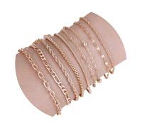 Bracelet for Women Chain Link Charm Bracelets Dainty Heart Butterfly Stackable Paperclip Satellite Herringbone Figaro Rope Chains Slave Bracelets Jewelry Gifts Birthday Anniversary Christmas Party, M