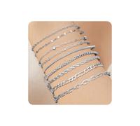 Bracelet for Women Chain Link Charm Bracelets Dainty Heart Butterfly Stackable Paperclip Satellite Herringbone Figaro Rope Chains Slave Bracelets Jewelry Gifts Birthday Anniversary Christmas Party, M